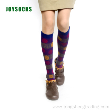 Knee high wave point joyful happy lady's socks